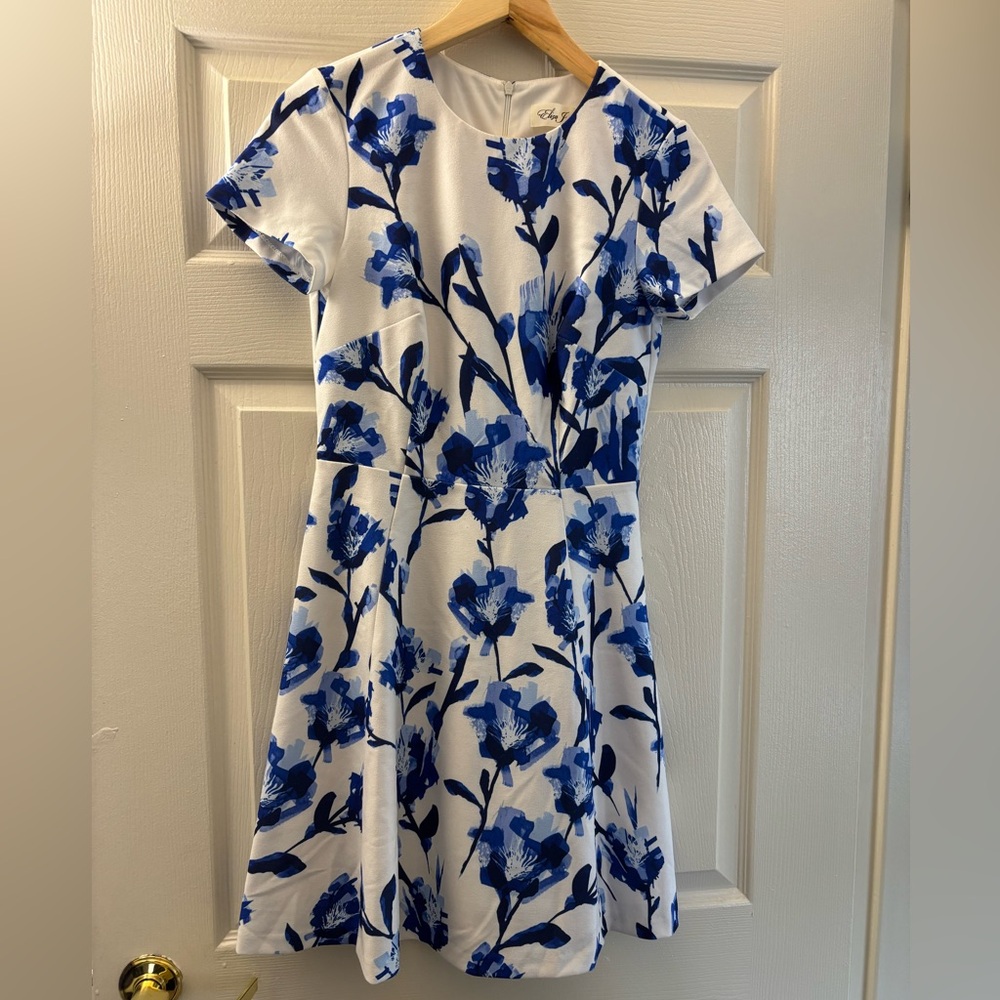 Like New Floral Blue and White Dress Size 4